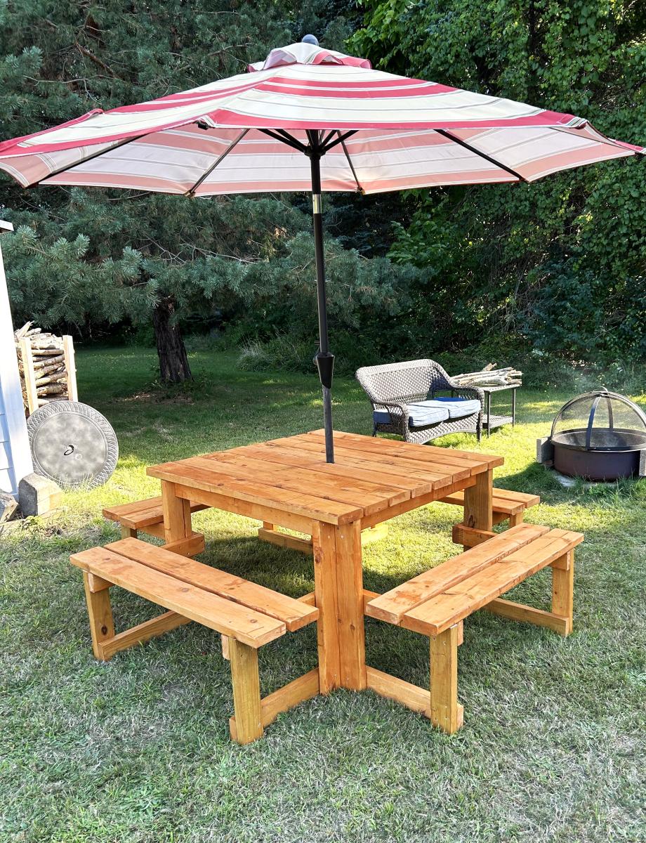 Outdoor Umbrella Picnic Table Ana White